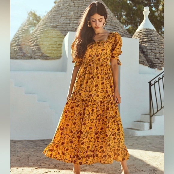 Eddy Dresses & Skirts - NWT $378 Eddy Barbara square neck Floral Yellow Dress Sz 2